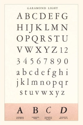 Vintage Journal Font Sample Chart, Garamond by Found Image Press