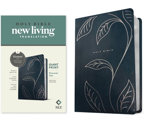 NLT Personal Size Giant Print Bible, Filament Enabled (Leatherlike, Navy Vines, Red Letter) by New Living Translation