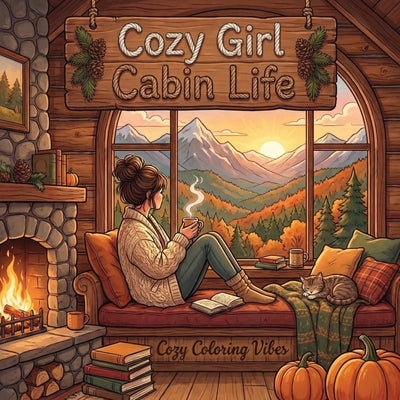 Cozy Girl Cabin Life: Hygge Inspired Coloring Book for Adults & Teens Easy Bold Line Designs of Mountain Retreats, Fireside Cabins, Warm Textiles & Fo by Vibes, Cozy Coloring