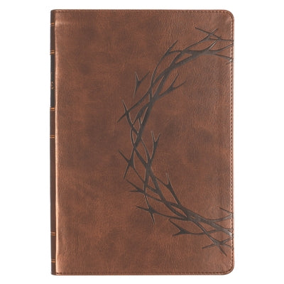 KJV Bible Giant Print Full-Size Faux Leather, Crown of Thorns/Amazing Grace, Brown by Christian Art Gifts