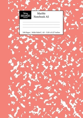 Marble Notebook A5: Coral Pink Marble Wide Ruled Journal by Young Dreamers Press