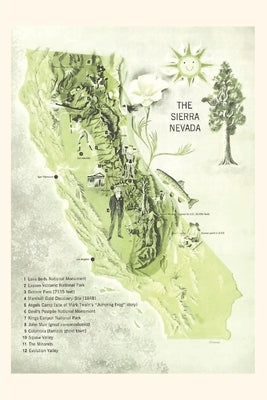Vintage Journal Map of the Sierra Nevada by Found Image Press