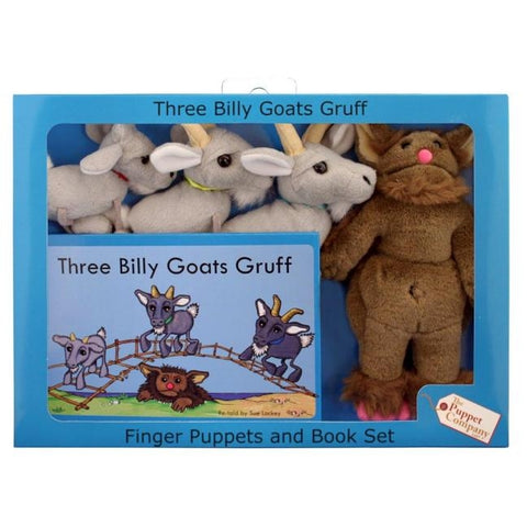 Traditional Story Sets 3 Billy Goats-W/Finger Puppets [With Plush Puppets] by The Puppet Company Ltd