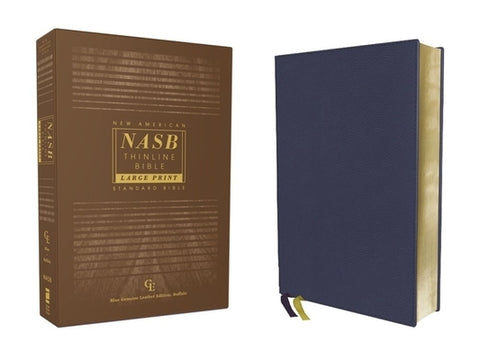 Nasb, Thinline Bible, Large Print, Genuine Leather, Buffalo, Blue, Red Letter Edition, 1995 Text, Comfort Print by Zondervan