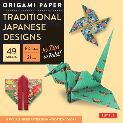 Origami Paper - Traditional Japanese Designs - Large 8 1/4": Tuttle Origami Paper: High-Quality Double Sided Origami Sheets Printed with 12 Different by Tuttle Publishing