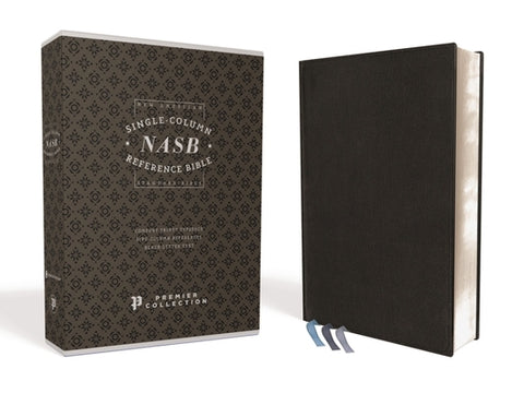 Nasb, Single-Column Reference Bible, Premium Leather, Goatskin, Black, Premier Collection, 1995 Text, Comfort Print by Zondervan