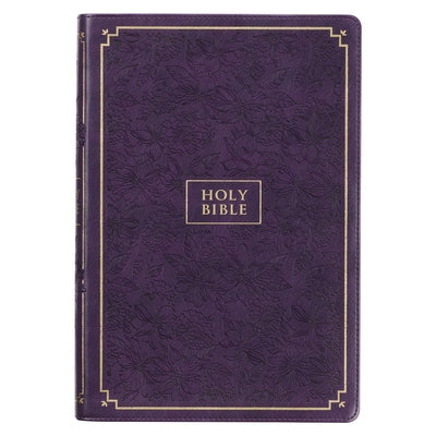 KJV Giant Print Full-Size Bible Purple Floral Faux Leather by 