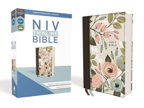 Niv, Thinline Bible, Cloth Over Board, Floral, Red Letter Edition, Comfort Print by Zondervan