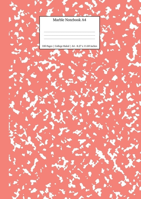 Marble Notebook A4: Coral Pink Marble College Ruled Journal by Young Dreamers Press