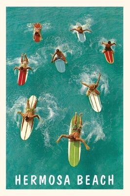 Vintage Journal Surfers Paddling, Hermosa Beach, California by Found Image Press