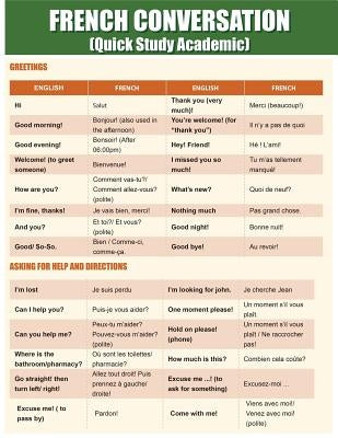 French Conversation: Quick Study Academic by Charts, Quick
