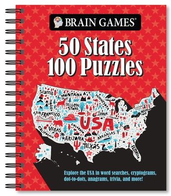 Brain Games - 50 States 100 Puzzles: Explore the USA in Word Searches, Cryptograms, Dot-To-Dots, Anagrams, Trivia, and More! by Publications International Ltd
