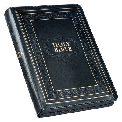KJV Giant Print Full-Size Bible Black with Zipper Faux Leather by 