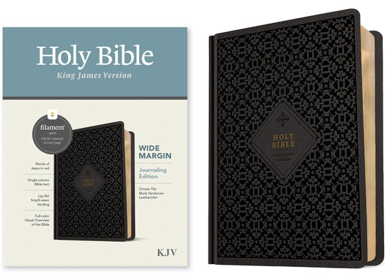 KJV Wide Margin Bible, Filament-Enabled Edition (Red Letter, Hardcover Leatherlike, Ornate Tile Black) by Tyndale
