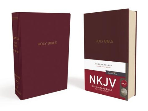 NKJV, Gift and Award Bible, Leather-Look, Burgundy, Red Letter Edition by Thomas Nelson