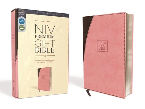 Niv, Premium Gift Bible, Leathersoft, Pink/Brown, Red Letter Edition, Comfort Print by Zondervan