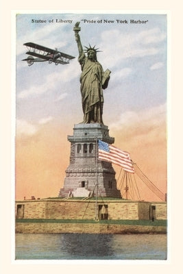 Vintage Journal Statue of Liberty with Biplane, New York City by Found Image Press