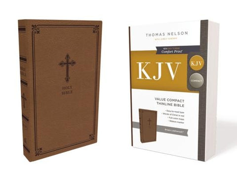 Kjv, Value Thinline Bible, Compact, Leathersoft, Brown, Red Letter Edition, Comfort Print by Thomas Nelson