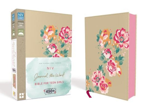 NIV, Journal the Word Bible for Teen Girls, Imitation Leather, Gold/Floral: Includes Hundreds of Journaling Prompts! by Zondervan
