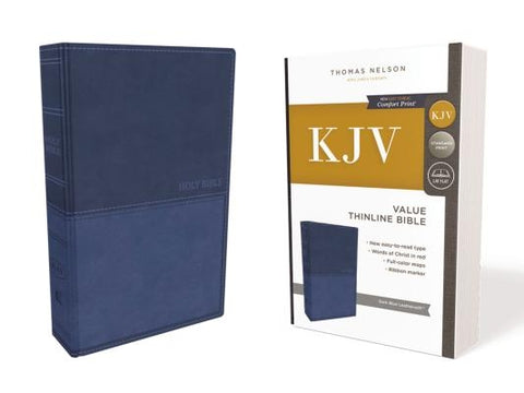 Kjv, Value Thinline Bible, Leathersoft, Blue, Red Letter Edition, Comfort Print by Thomas Nelson