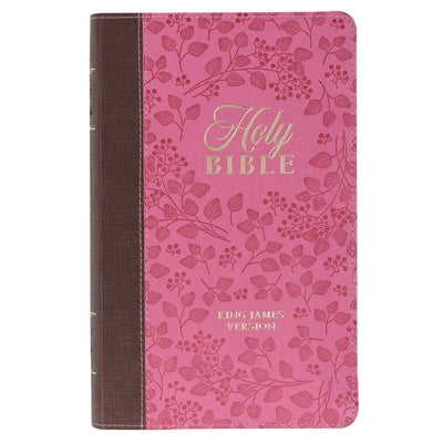 KJV Giant Print Bible Two-Tone Brown/Pink Faux Leather by 