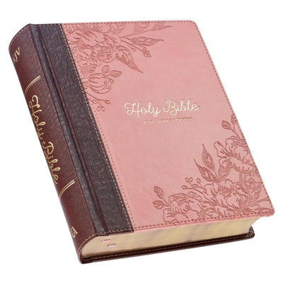 KJV Note-Taking Bible Two-Tone Pink/Brown Floral Faux Leather by 
