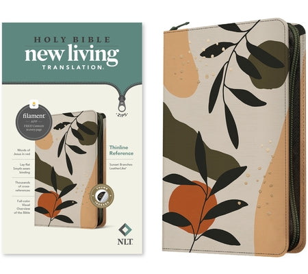 NLT Thinline Reference Zipper Bible, Filament Enabled Edition (Leatherlike, Sunset Branches, Indexed) by Tyndale