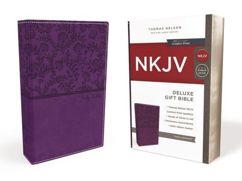 NKJV, Deluxe Gift Bible, Imitation Leather, Purple, Red Letter Edition by Thomas Nelson