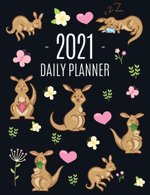 Kangaroo Daily Planner 2021: Cute Animal Calendar Scheduler for Girls - Pretty & Large Weekly Agenda with Australian Outback Animal, Pink Hearts + by Press, Feel Good