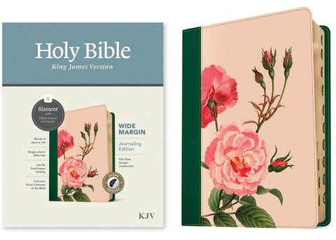 KJV Wide Margin Bible, Filament-Enabled Edition (Red Letter, Leatherlike, Pink Rose Garden, Indexed) by Tyndale