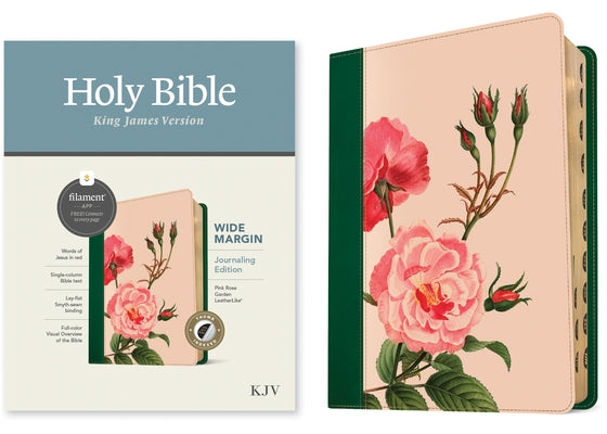 KJV Wide Margin Bible, Filament-Enabled Edition (Red Letter, Leatherlike, Pink Rose Garden, Indexed) by Tyndale