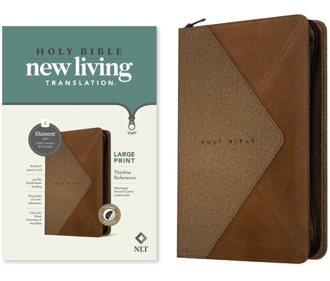 NLT Large Print Thinline Reference Zipper Bible, Filament Enabled Edition (Leatherlike, Messenger Stone & Camel, Indexed) by Tyndale