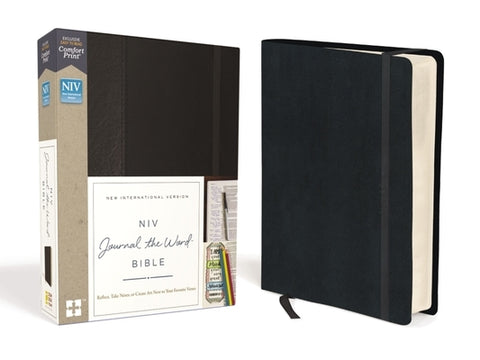 NIV, Journal the Word Bible, Hardcover, Black, Red Letter Edition, Comfort Print: Reflect, Take Notes, or Create Art Next to Your Favorite Verses by Zondervan