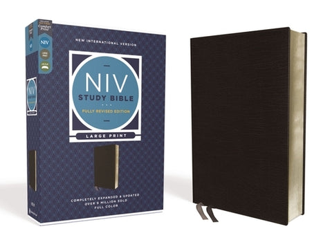 NIV Study Bible, Fully Revised Edition, Large Print, Bonded Leather, Black, Red Letter, Comfort Print by Barker, Kenneth L.