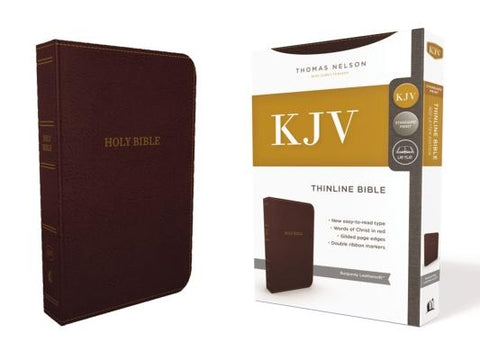 KJV, Thinline Bible, Standard Print, Imitation Leather, Burgundy, Red Letter Edition by Thomas Nelson