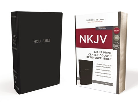 NKJV, Reference Bible, Center-Column Giant Print, Leather-Look, Black, Red Letter Edition, Comfort Print by Thomas Nelson