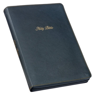 KJV Large Print Thinline Bible Black with Zipper Faux Leather by 
