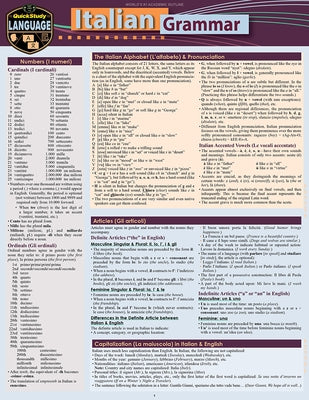 Italian Grammar: A Quickstudy Laminated Language Reference Guide by del Vino, Sally-Ann