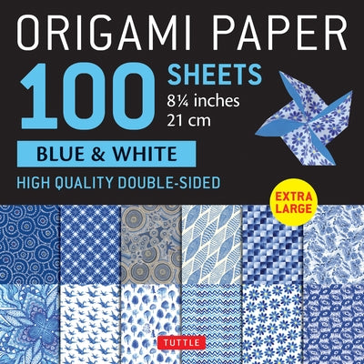 Origami Paper 100 Sheets Blue & White 8 1/4 (21 CM): Extra Large Double-Sided Origami Sheets Printed with 12 Different Designs (Instructions for 5 Pro by Tuttle Studio