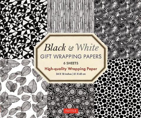 Black & White Gift Wrapping Papers 6 Sheets: High-Quality 24 X 18 Inch (61 X 45 CM) Wrapping Paper by Tuttle Publishing