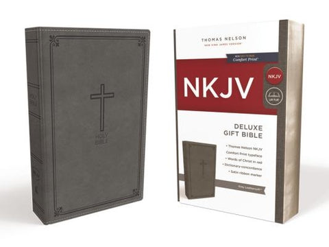 NKJV, Deluxe Gift Bible, Imitation Leather, Gray, Red Letter Edition by Thomas Nelson