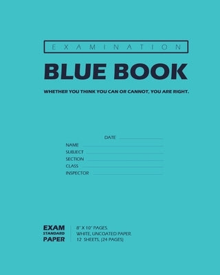 Examination Blue Book, Wide Ruled, 12 Sheets (24 Pages), Blank Lined, Write-in Booklet (Royal Blue) by Bigidea