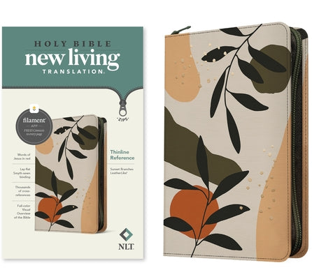 NLT Thinline Reference Zipper Bible, Filament Enabled Edition (Leatherlike, Sunset Branches ) by Tyndale