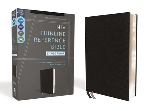 Niv, Thinline Reference Bible, Large Print, European Bonded Leather, Black, Red Letter, Comfort Print by Zondervan