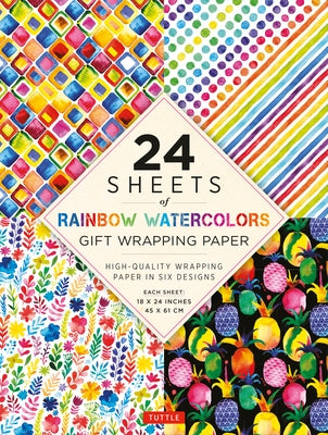 Rainbow Watercolors Gift Wrapping Paper - 24 Sheets: High-Quality 18 X 24 (45 X 61 CM) Wrapping Paper by Tuttle Publishing