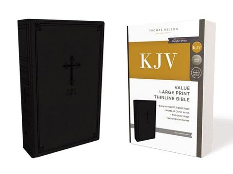 Kjv, Value Thinline Bible, Large Print, Leathersoft, Black, Red Letter Edition, Comfort Print by Thomas Nelson