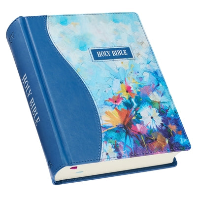 KJV Note-Taking Bible Printed Blue Floral Faux Leather by 